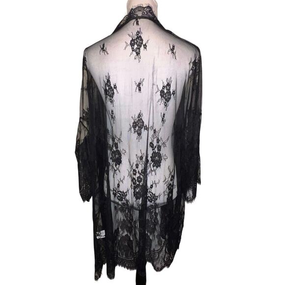 Women’s 3X lace, sheer, eyelash, kimono style loungewear witchy topper jacket - Picture 2 of 9